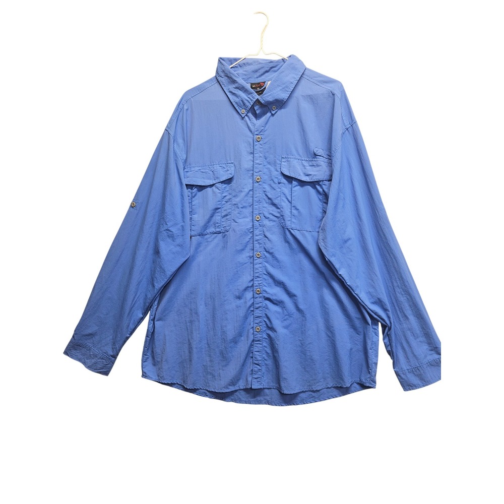 Baleaf Mens XL Blue Long Sleeve Fishing Shirt Ventilated Back Nylon Performance